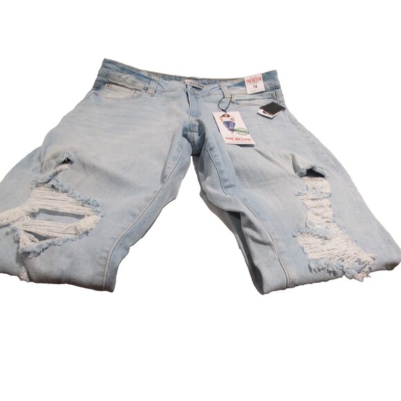 Celebrity Pink Trendy Plus Size Distressed Girlfriend Jeans Sink Hole Size 14 - Picture 6 of 6